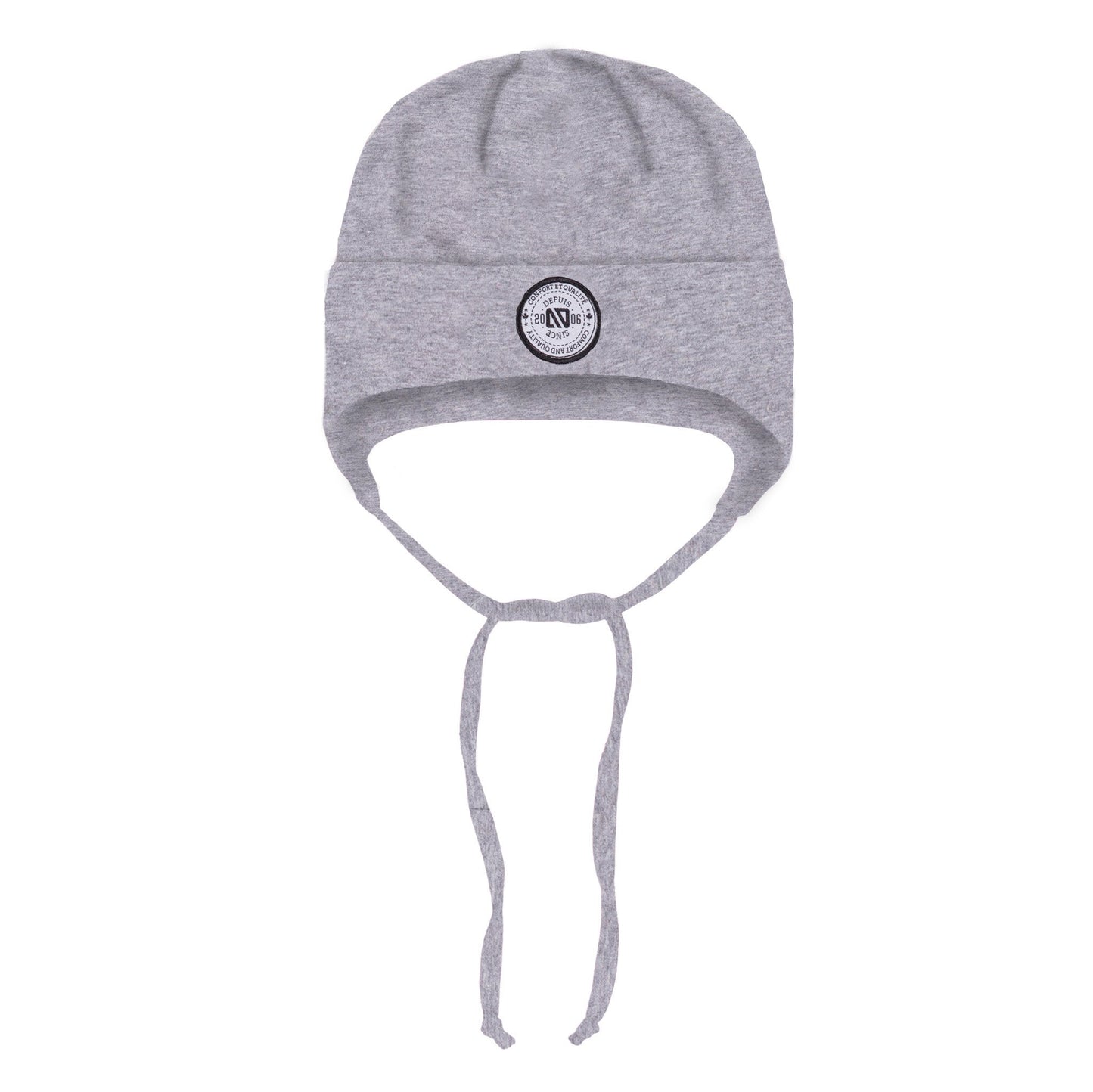 Unisex baby jersey hat with ears, heather gray