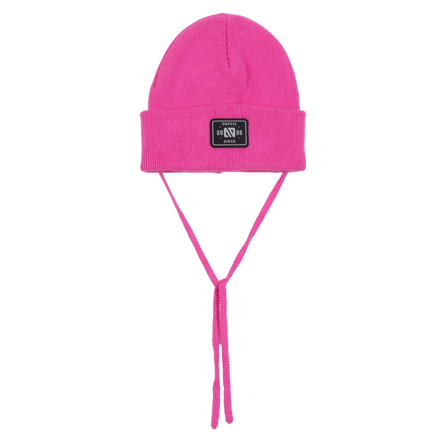 Unisex Baby Knit Beanie with Cords Pink