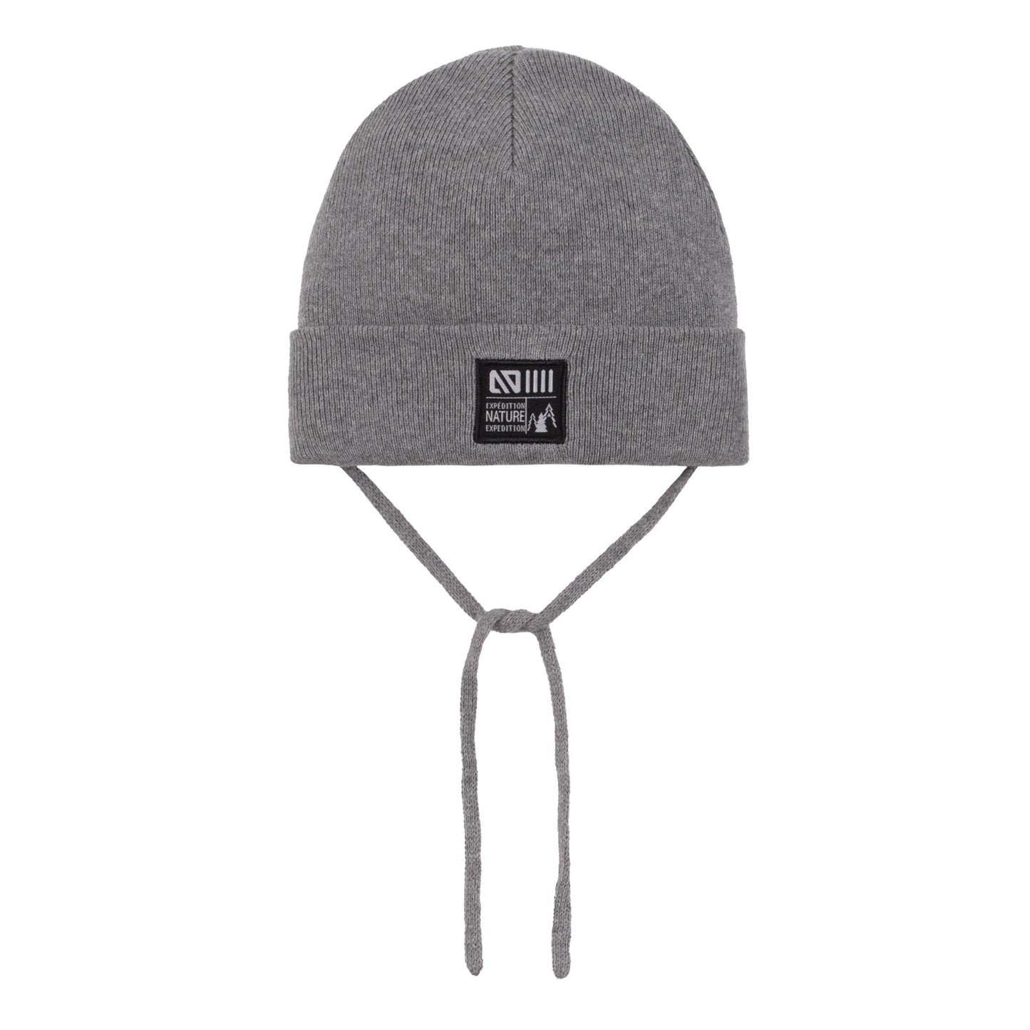 Unisex Baby Knit Beanie with Cords Heather Grey