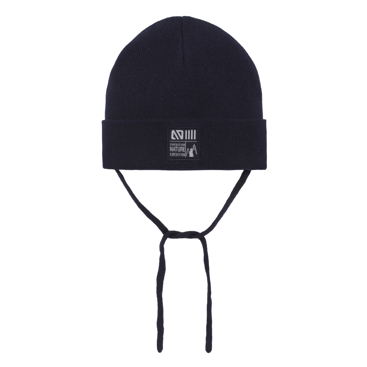 Unisex Baby Knit Beanie with Cords Navy