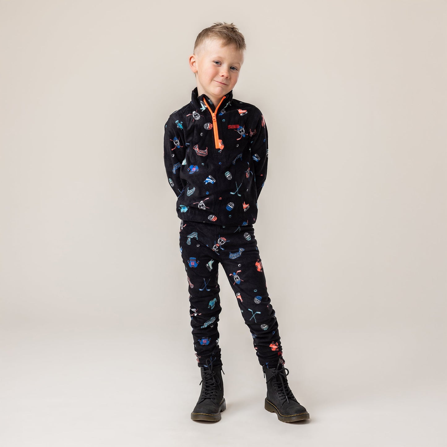 Boys' Two-Piece Microfleece Base Layer Black