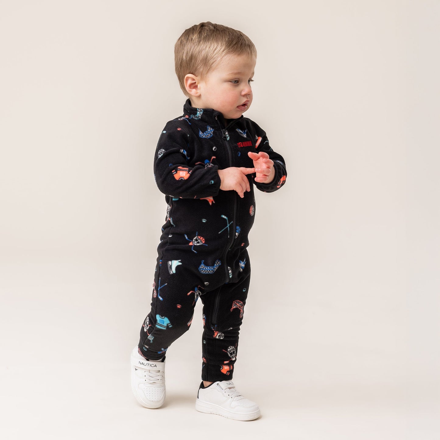 Baby Boy Black Microfleece One-Piece Base Layer