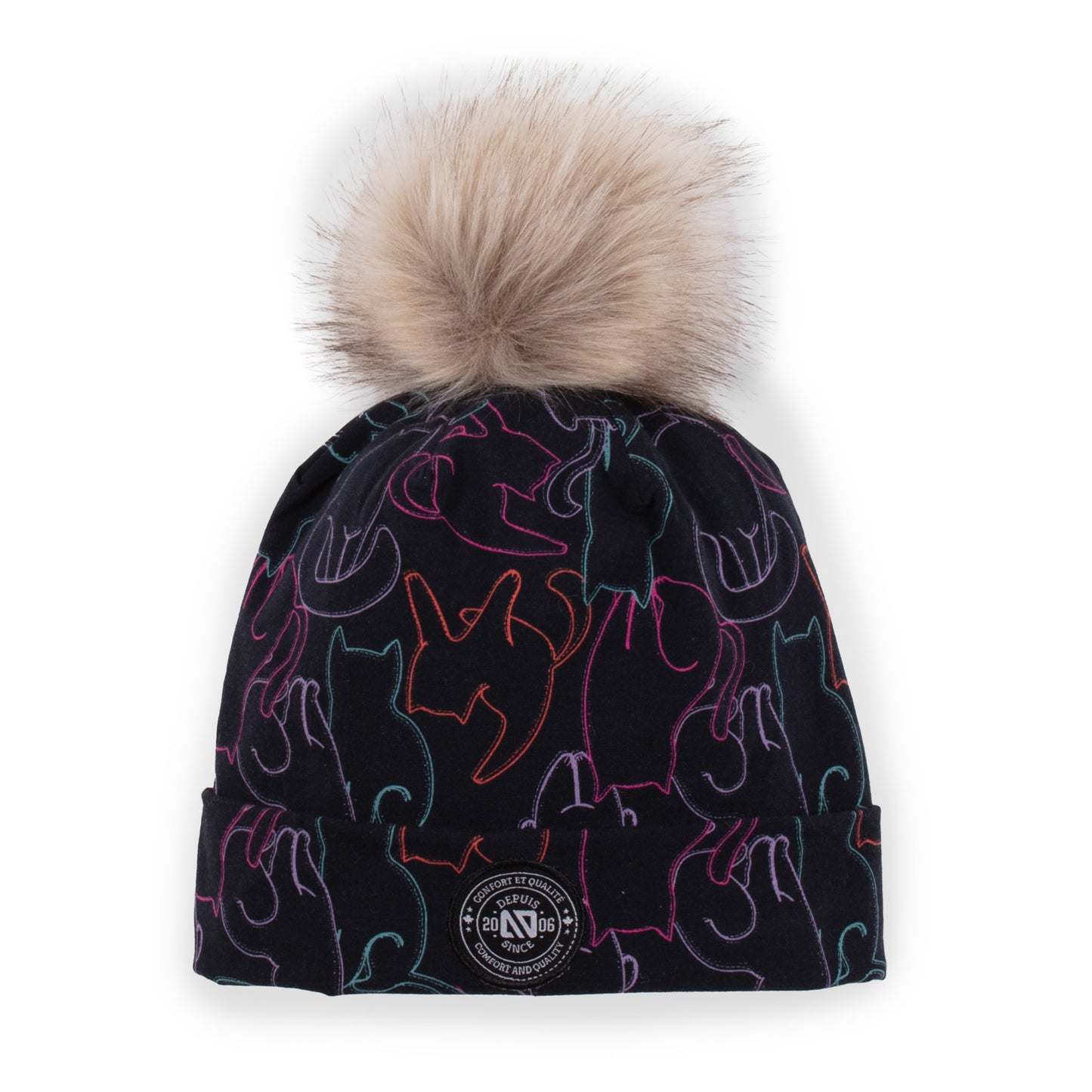 Tuque en jersey doublée en micropolaire Filles Noir