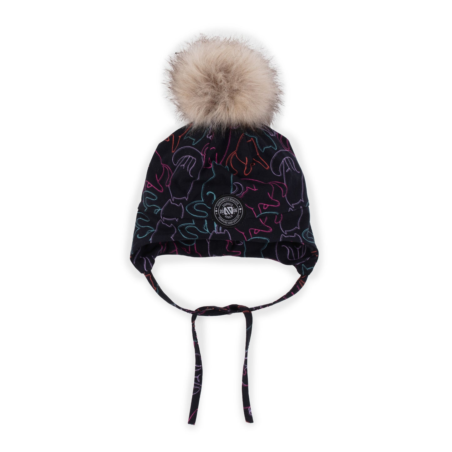 Tuque en jersey avec oreilles doublée en micropolaire Filles Noir