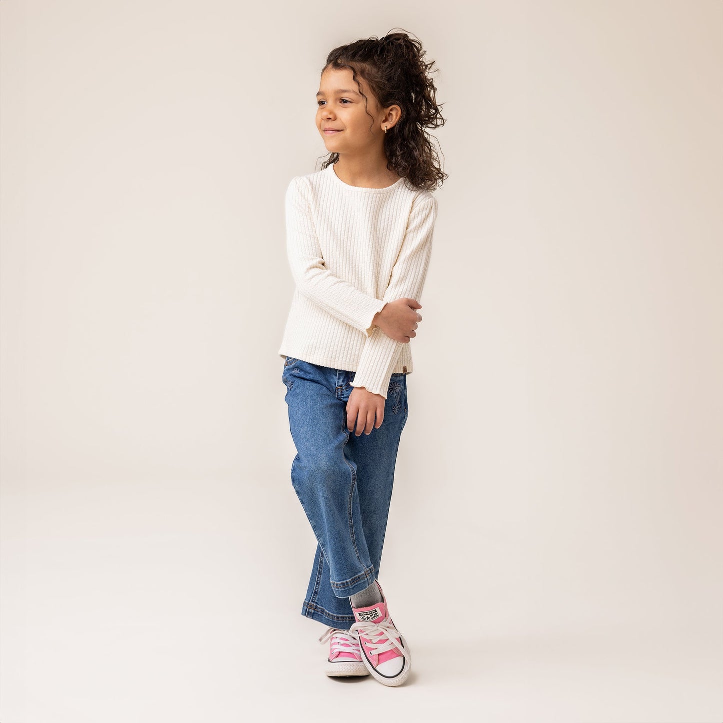 Girls' Ivory Long Sleeve T-Shirt