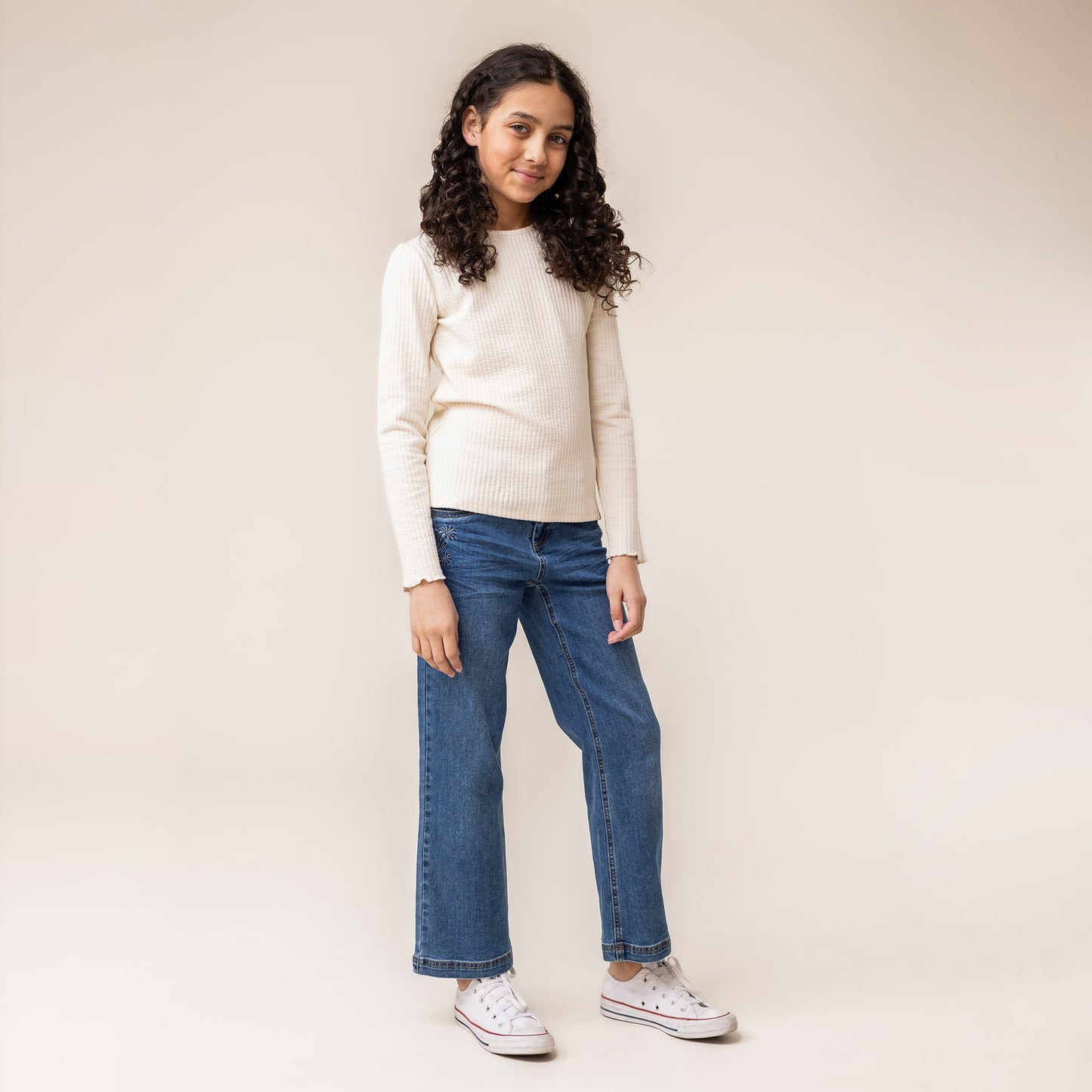 Girls' Ivory Long Sleeve T-Shirt
