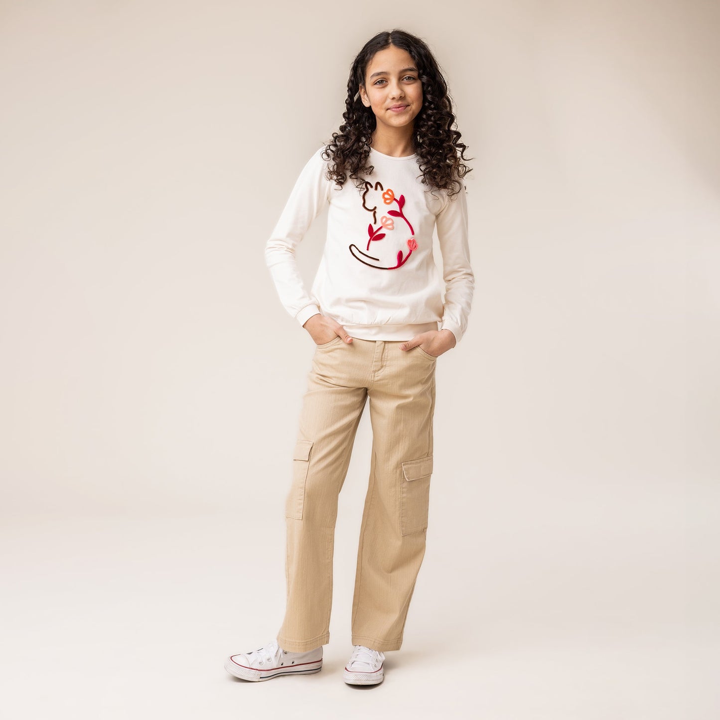 T-shirt à manches longues Filles Ivoire