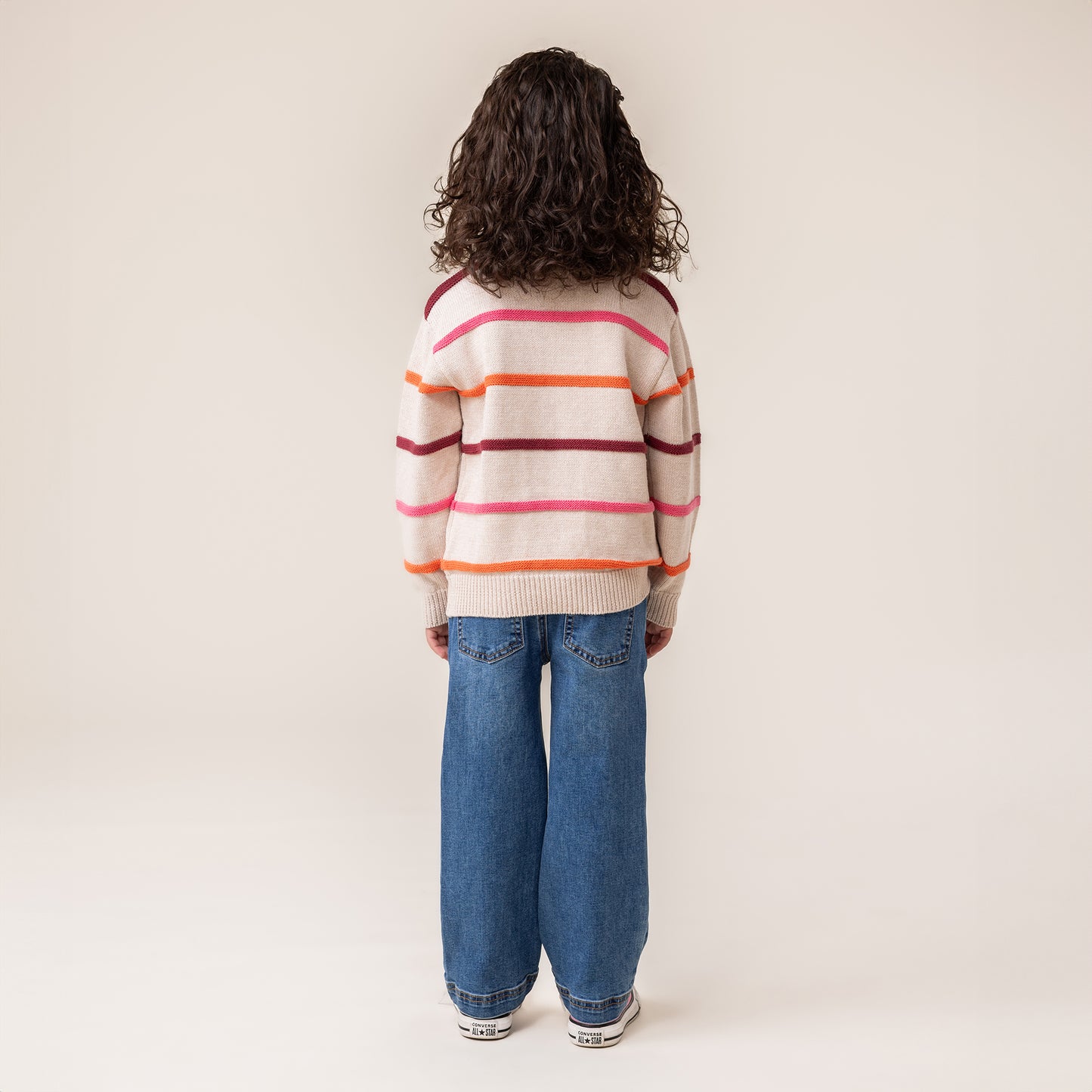 Girls' Beige Knitted Sweater