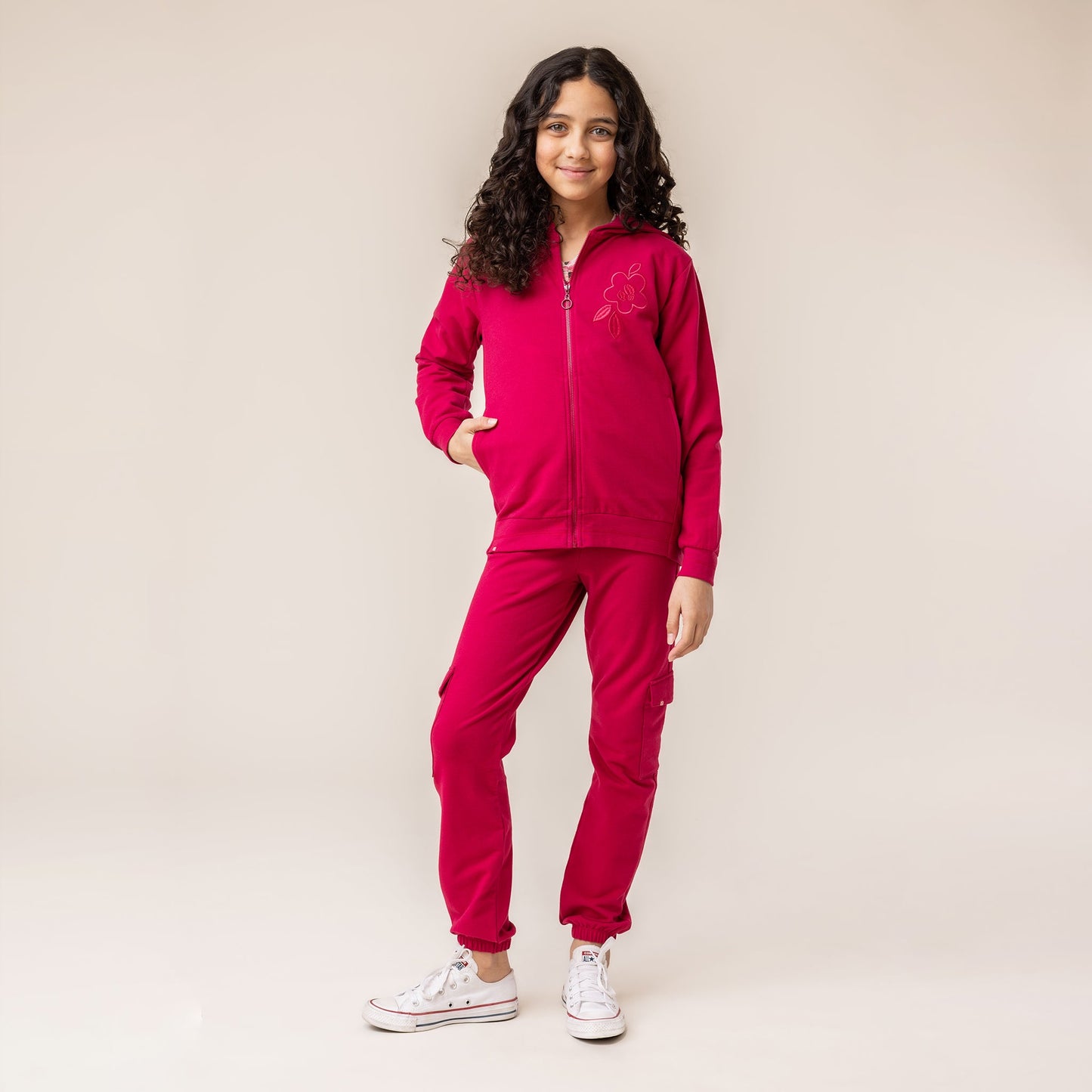 Girls Magenta Hooded Jacket