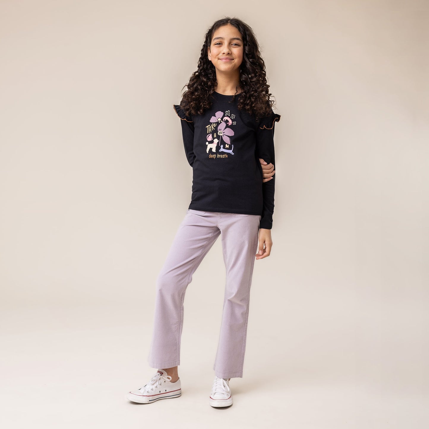 T-shirt à manches longues Filles Noir