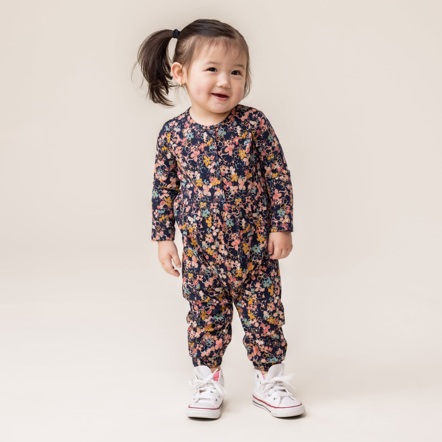 Navy Baby Girl Romper