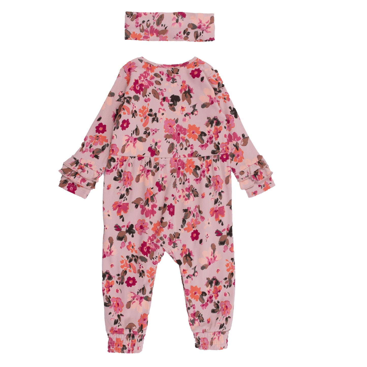 Baby Girl Romper with Headband Pale Pink
