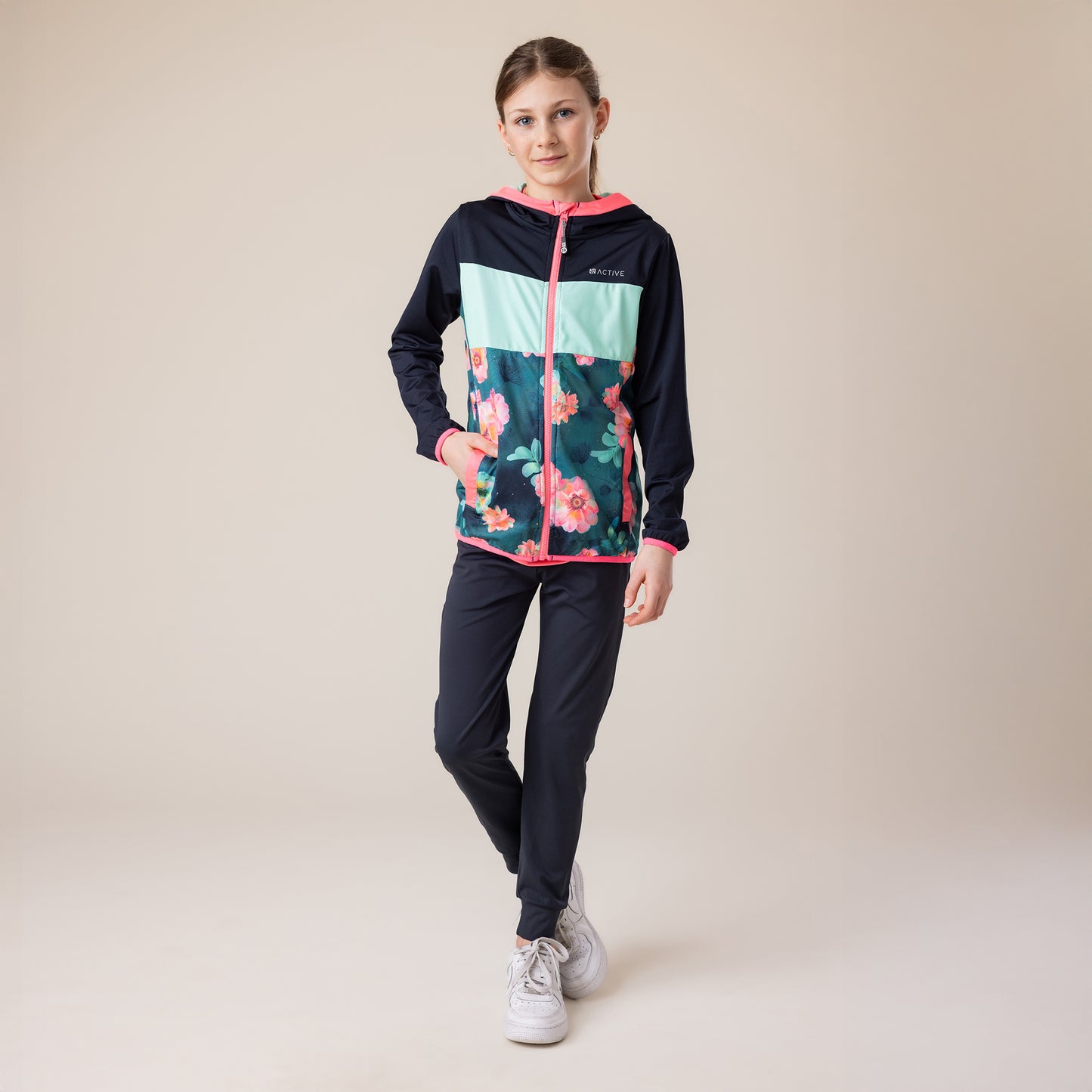 Veste à capuchon athlétique Filles Marine