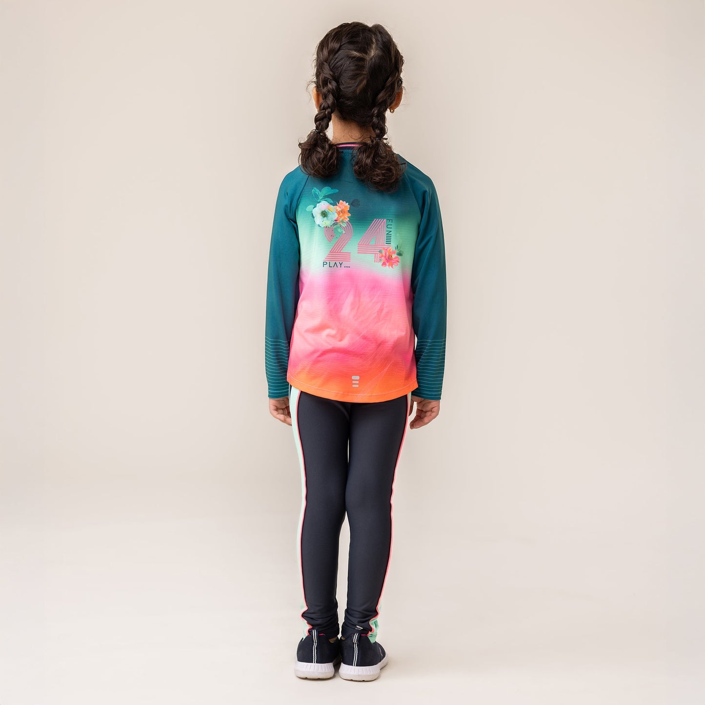 T-shirt manches longues athlétique Filles Sarcelle