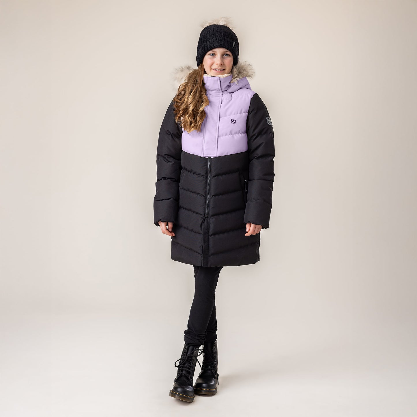 Girls' Black Quilted Coat