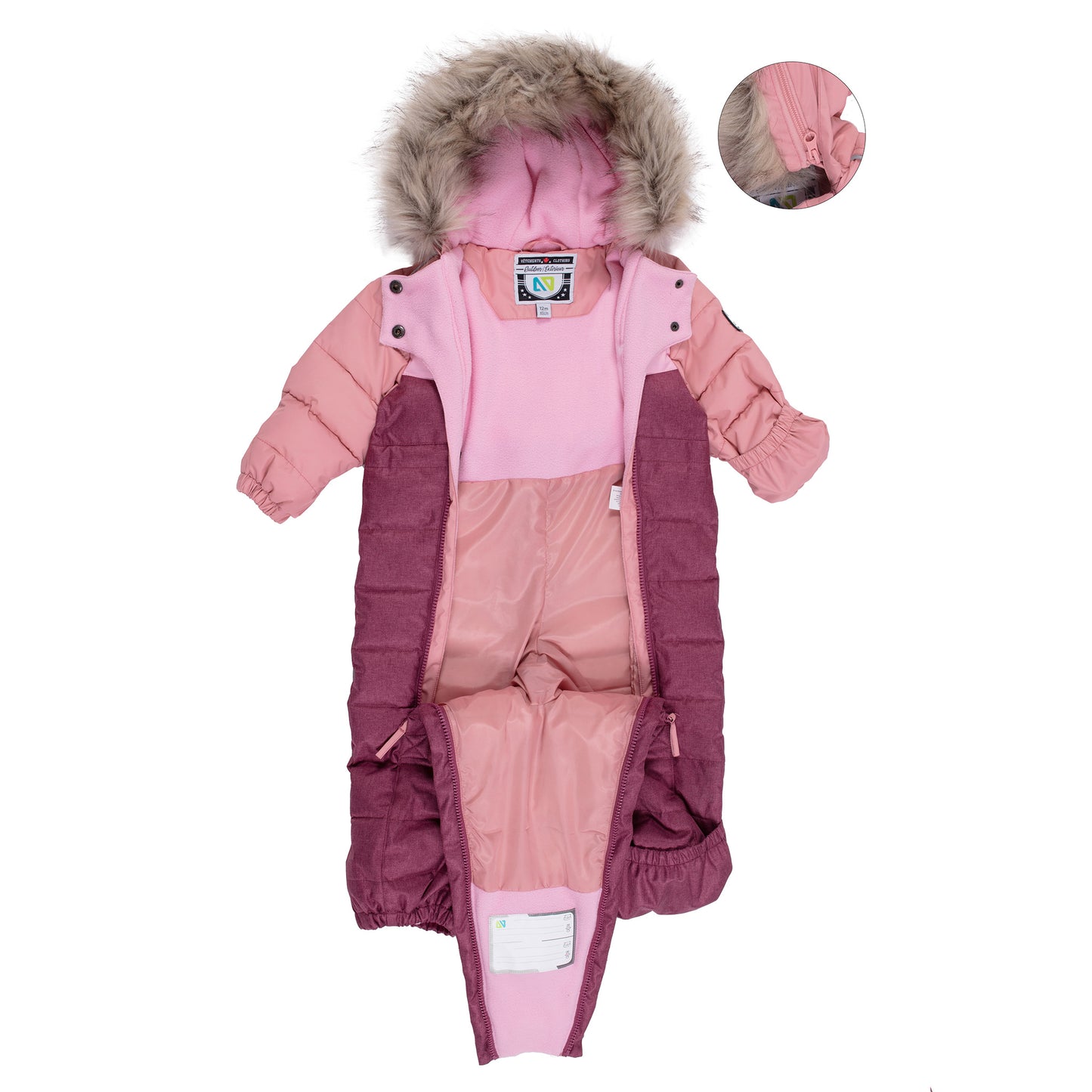 Sara Baby Girl Pink One-Piece Snowsuit