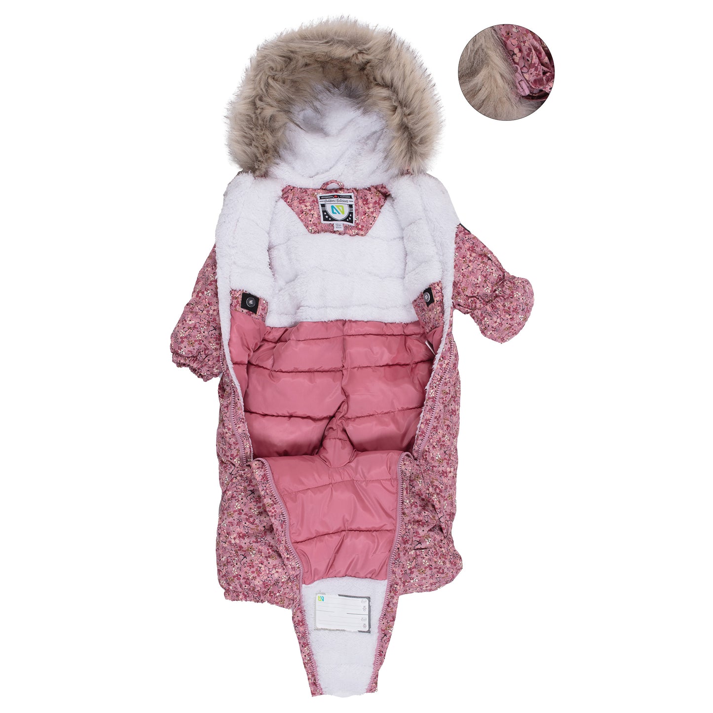 Tess Baby Girl One-Piece Snowsuit in Pale Pink