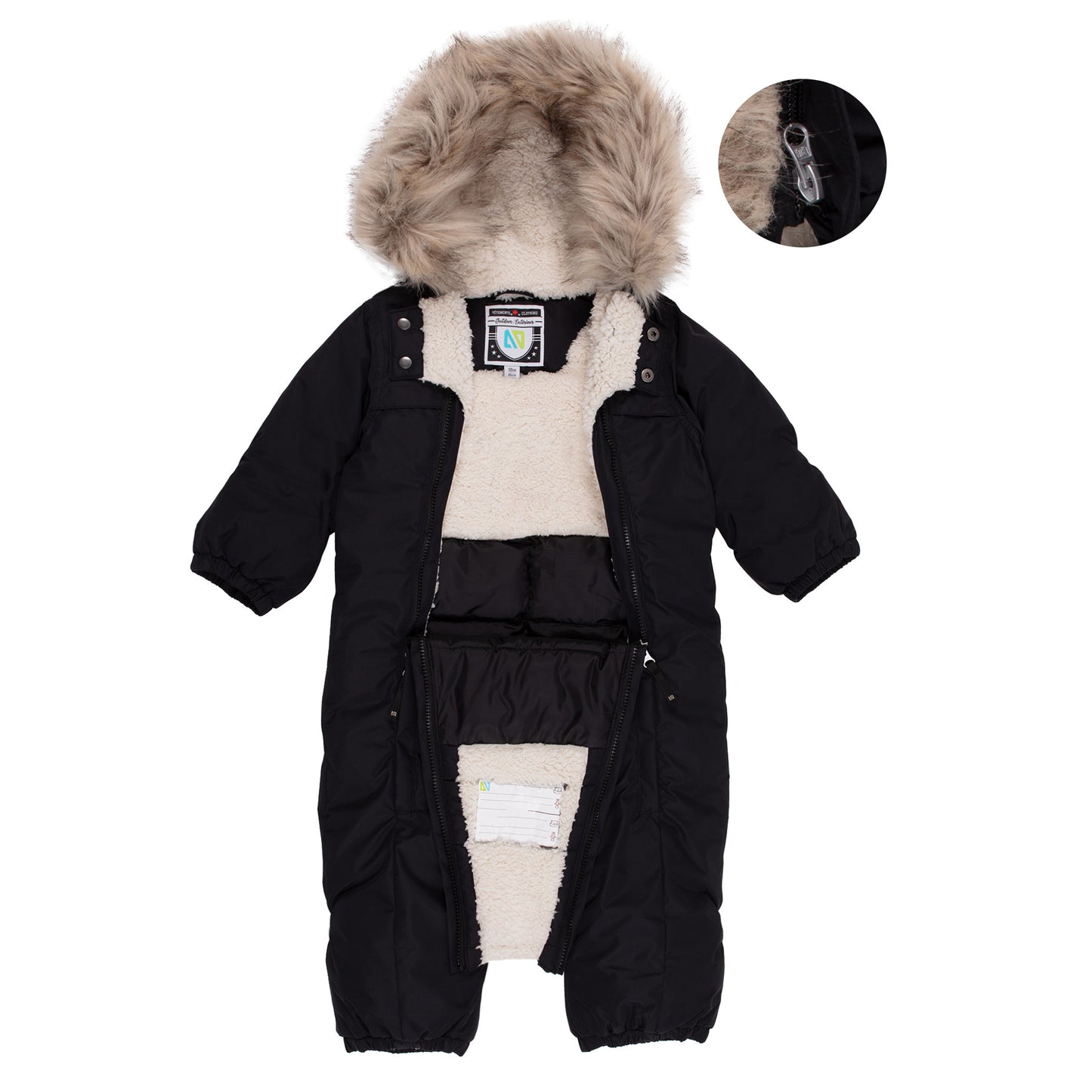 Billie Unisex Baby One-Piece Snowsuit Black