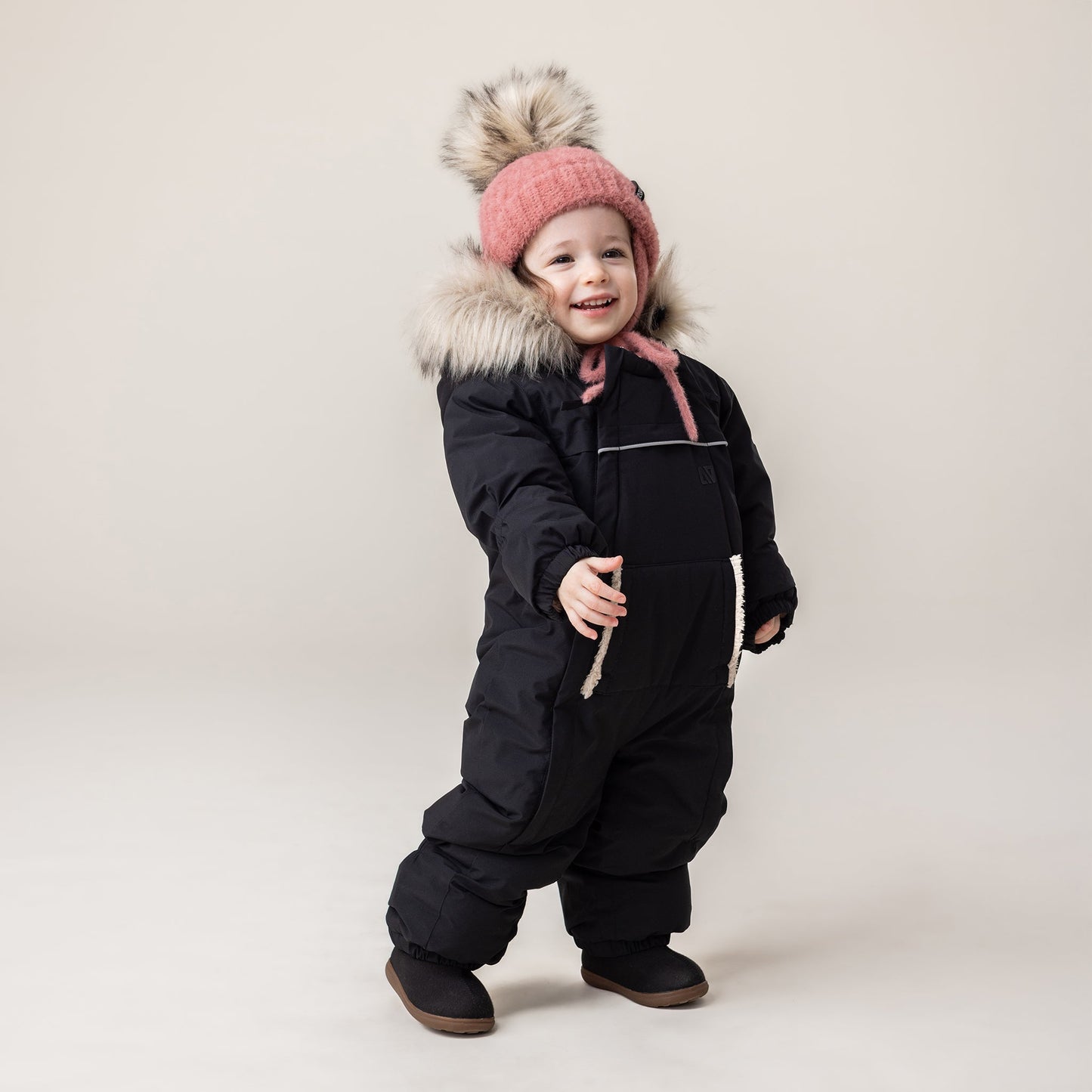 Billie Unisex Baby One-Piece Snowsuit Black