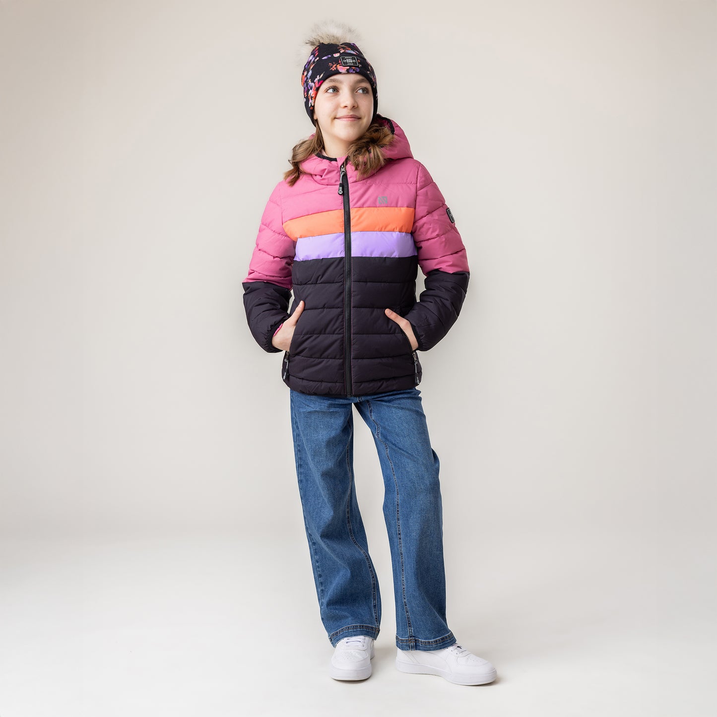Girls' Microfleece Lined Jersey Beanie Black