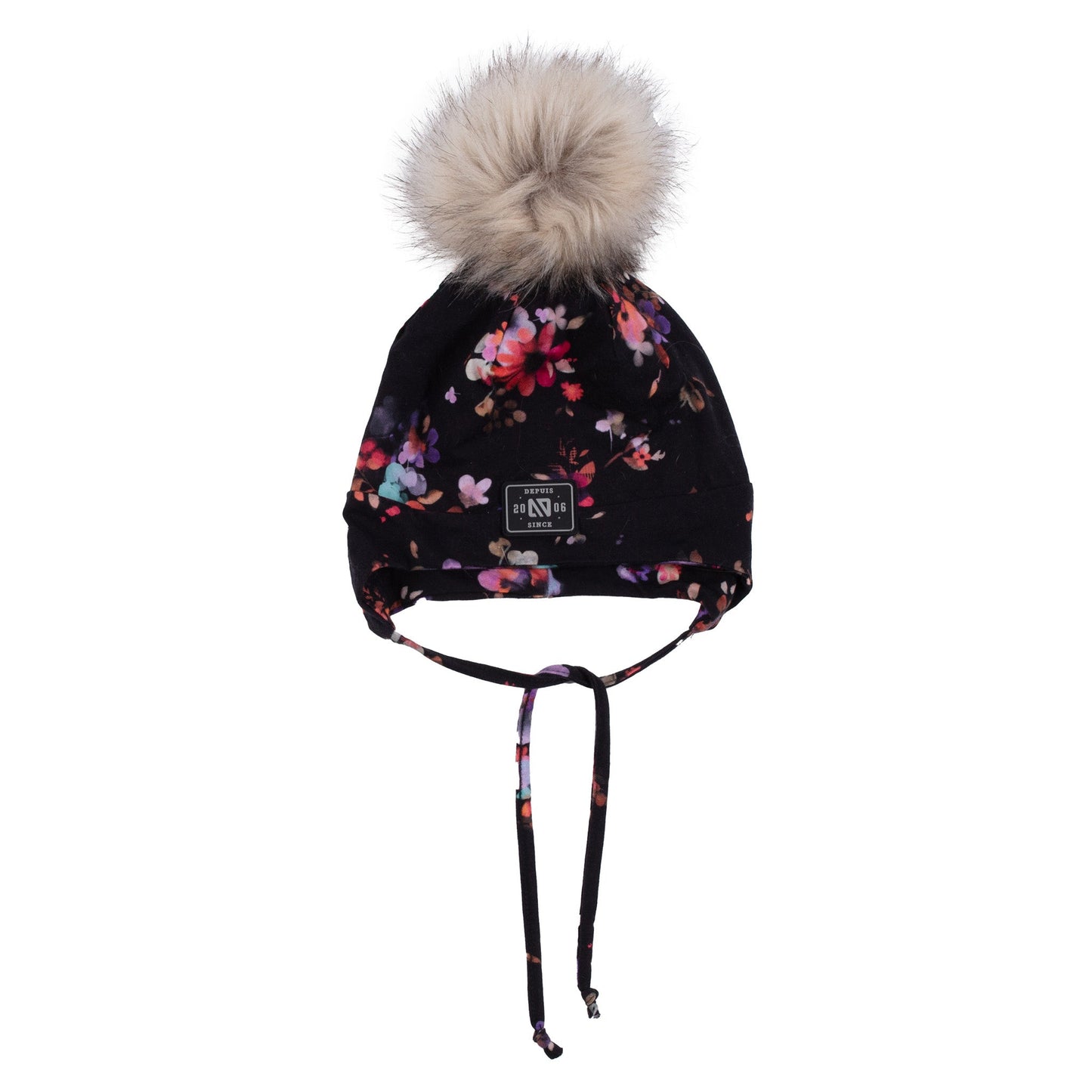 Girls' Microfleece Lined Jersey Beanie with Ears Black