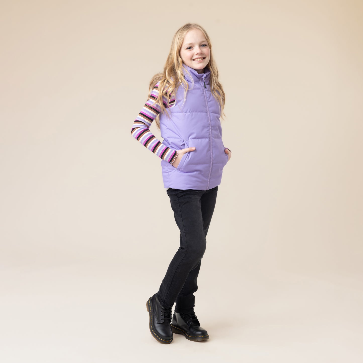 Veste matelassée réversible sans manches Filles Lilas