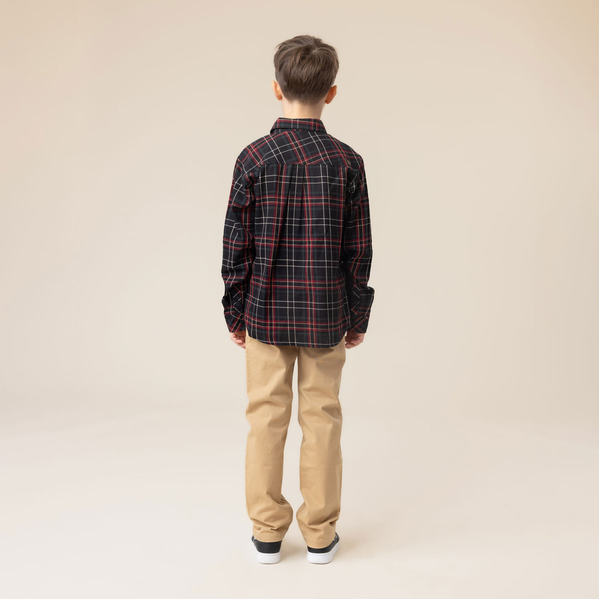 Chemise à Carreaux Noire Garçons