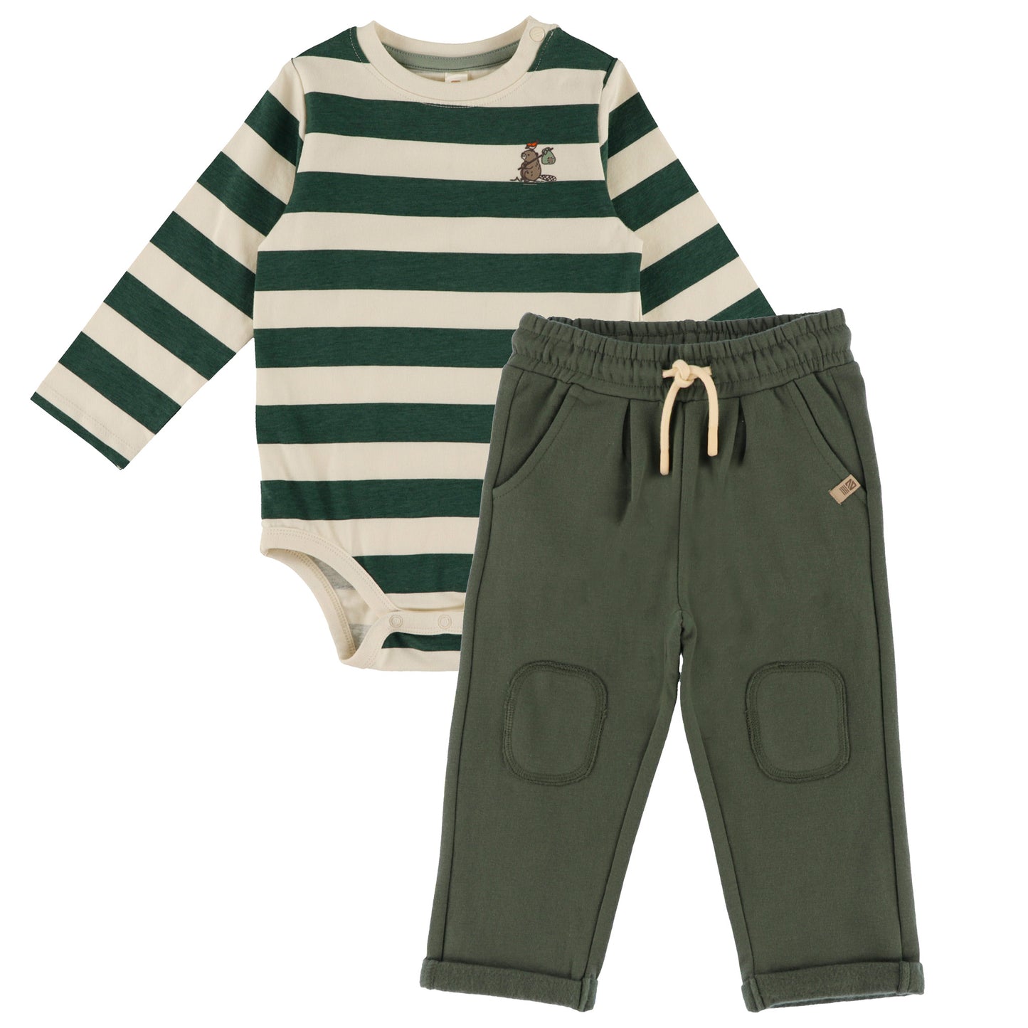 Ensemble cache-couche deux-pièces avec bavoir Bébé Garcon Vert