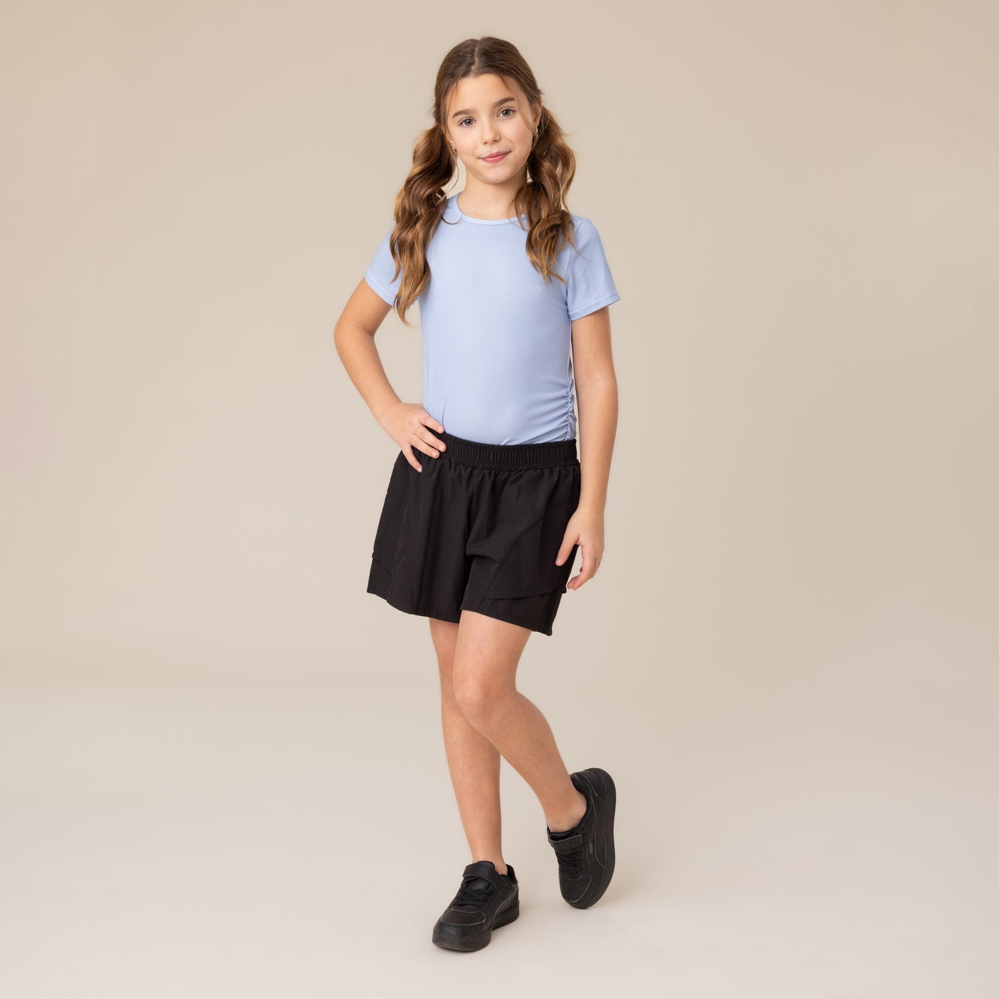 T-shirt court athlétique Filles Bleu_Pale