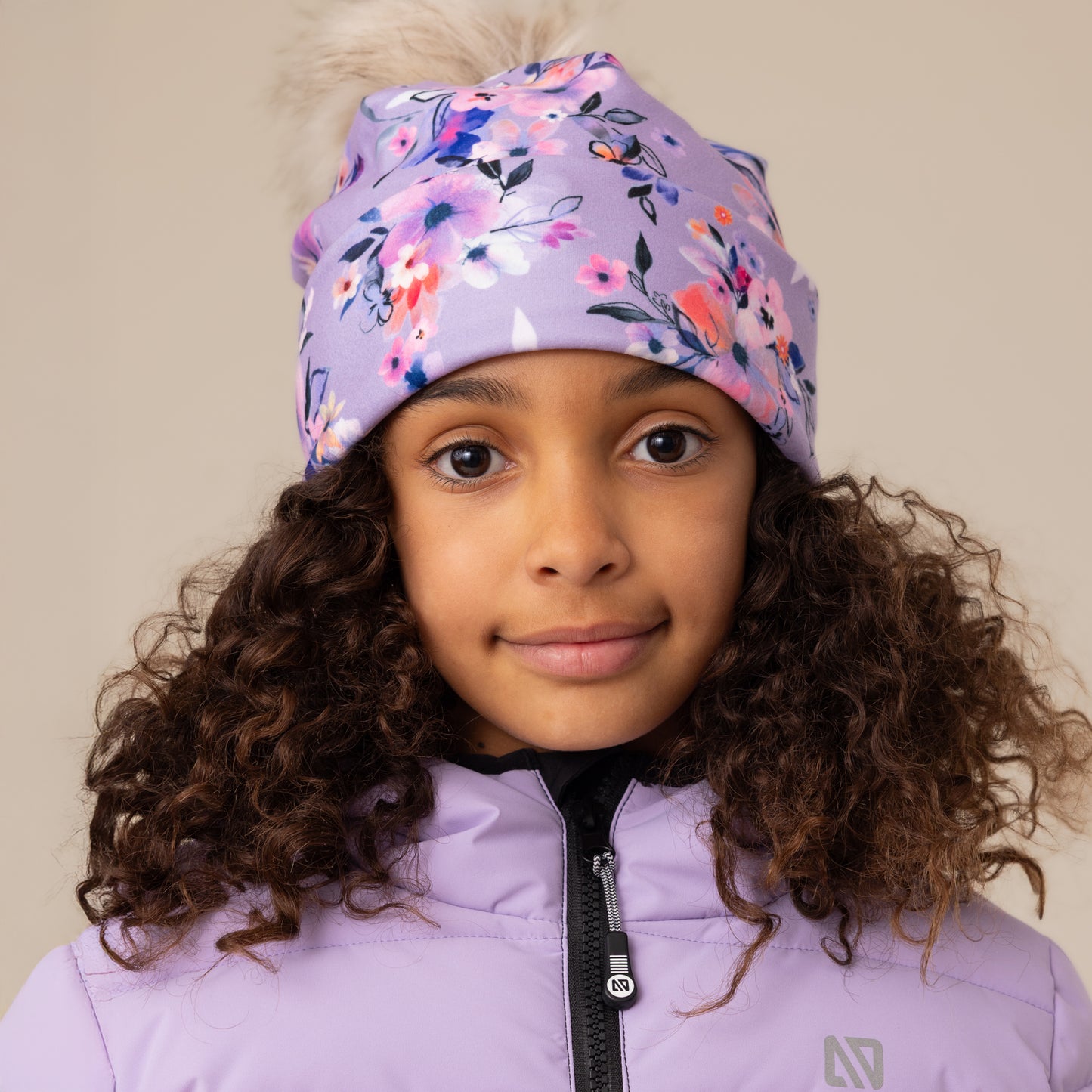 Tuque en jersey doublée en micropolaire Lilas