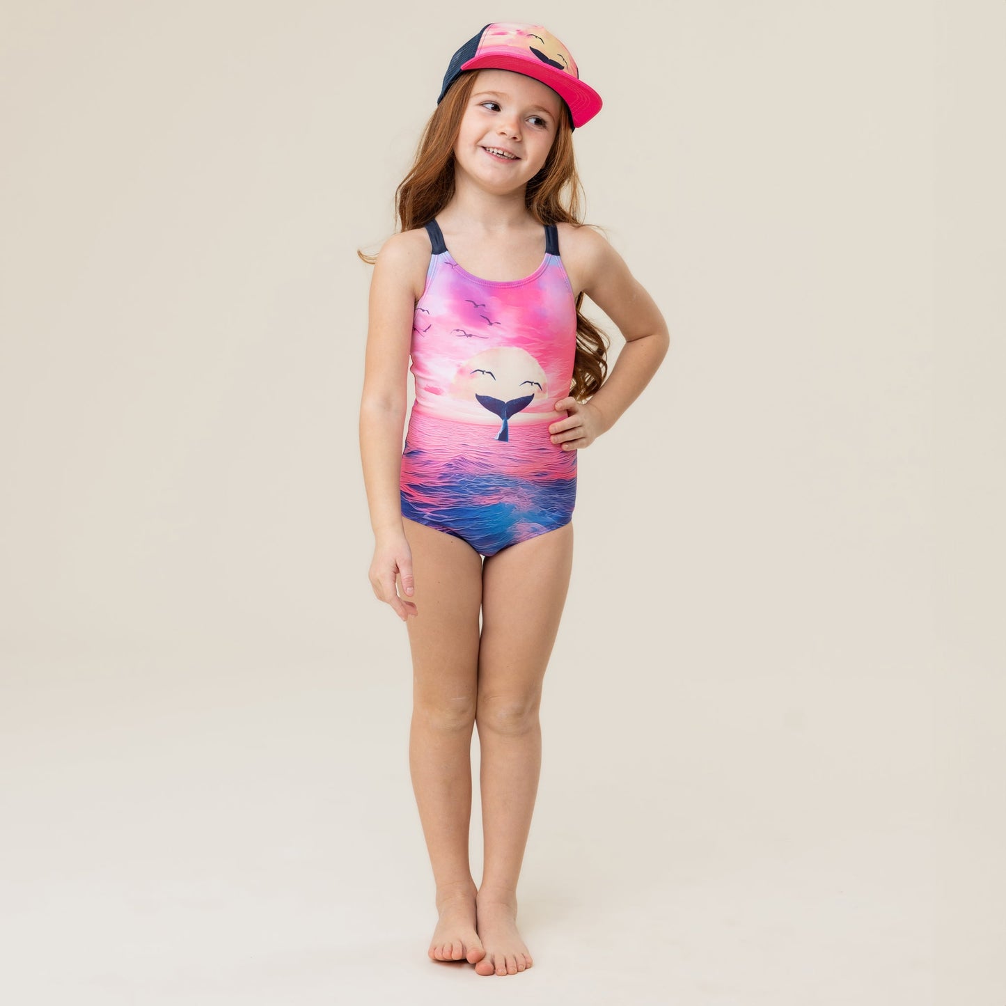 Maillot UV une-pièce Filles Fuchsia
