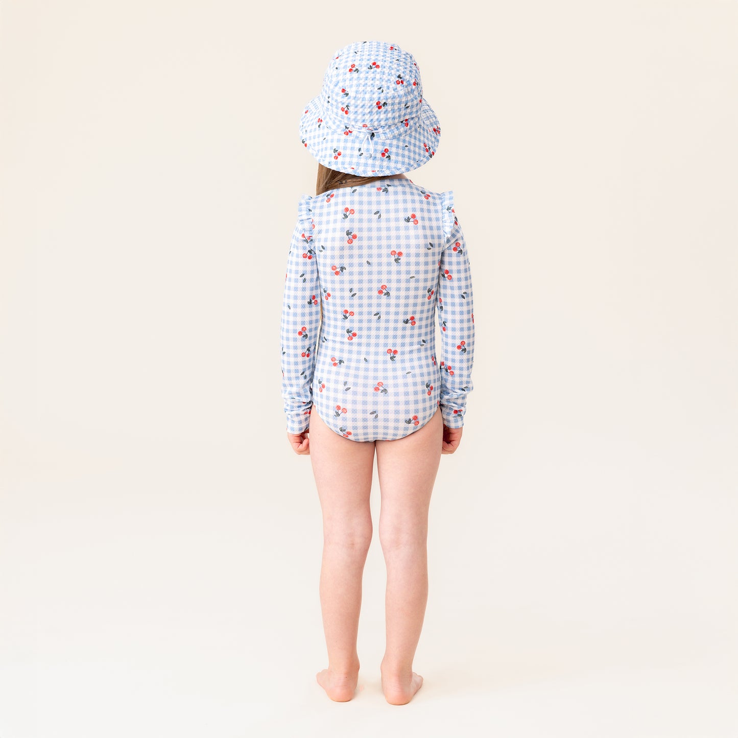 Girls' One-Piece UV Swimsuit - Pale Blue