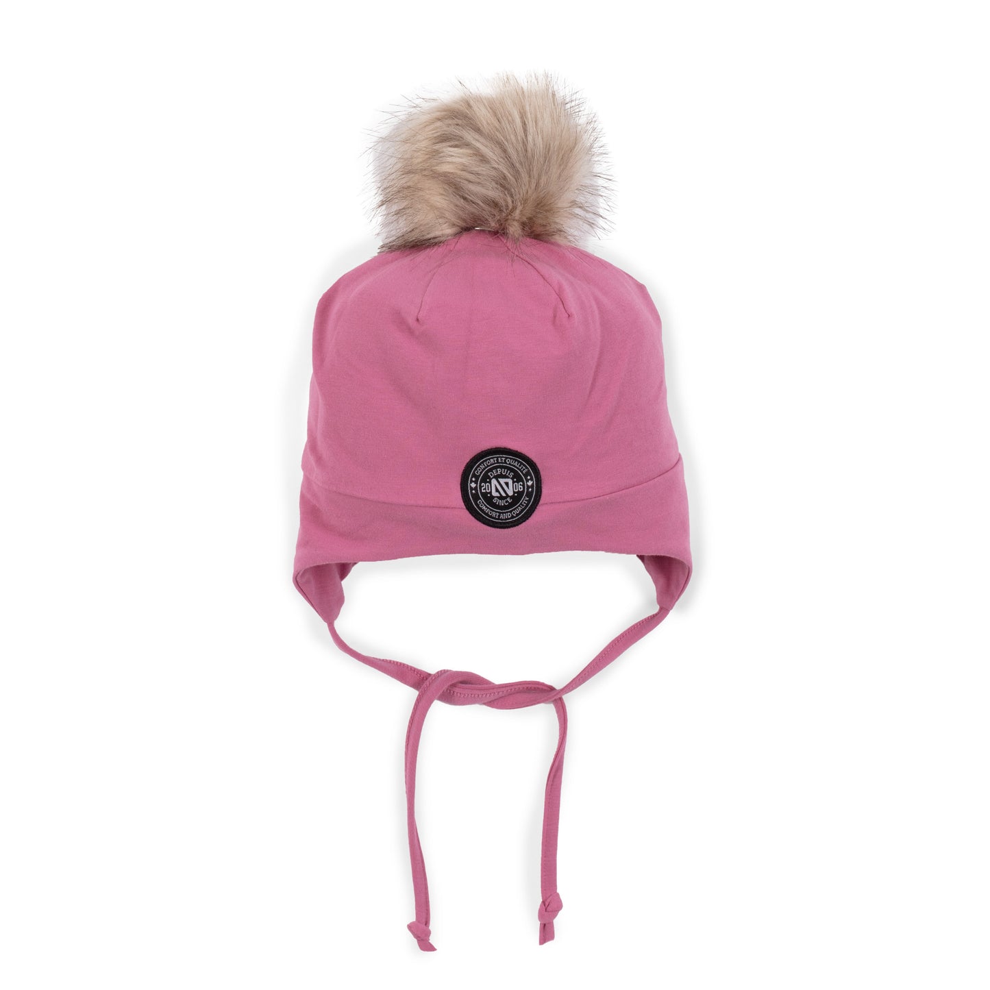 Tuque en jersey avec oreilles doublée en micropolaire Filles Rose