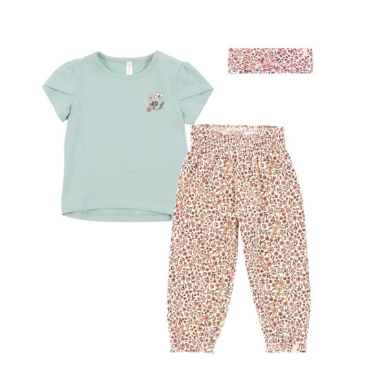 Girls' Mint Two-Piece T-Shirt Set with Headband