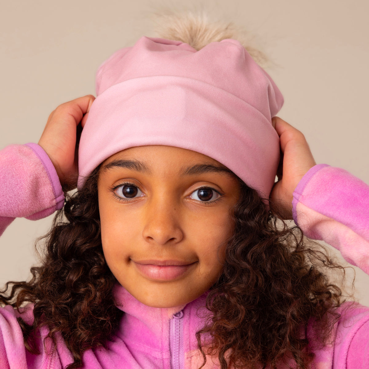 Tuque en jersey brossé doublée Rose