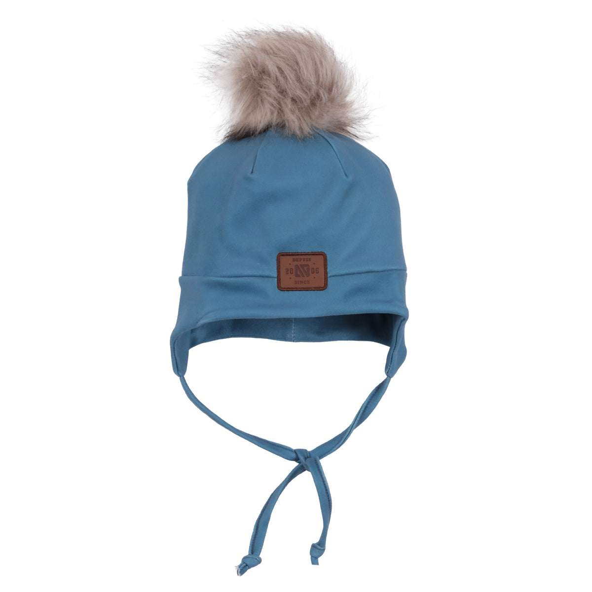 Tuque en jersey brossé doublée Bleue Bébé