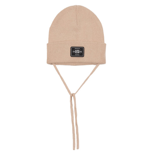 Tuque en tricot avec cordons bébé Unisexe Beige