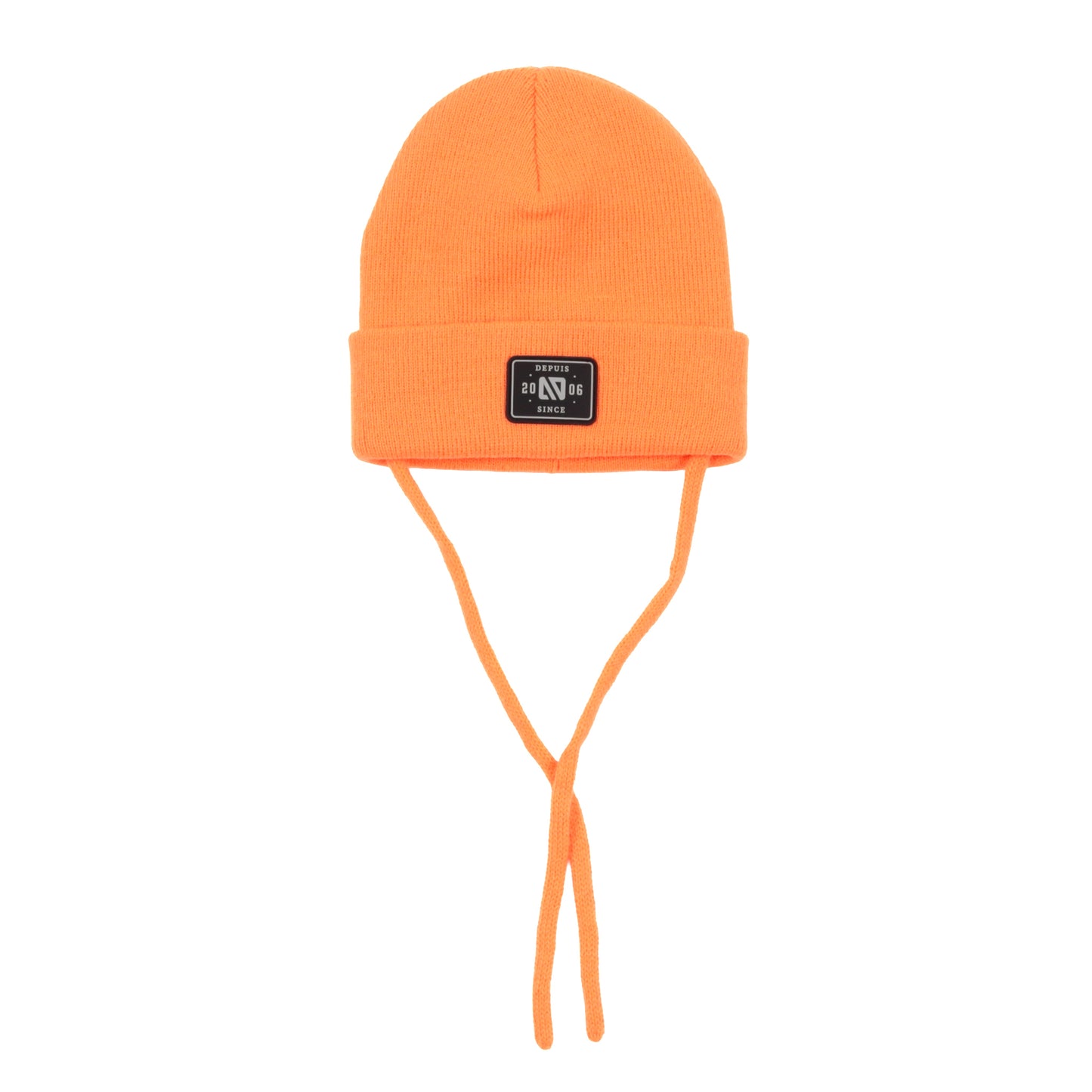 Tuque en tricot avec cordons  Unisexe Orange