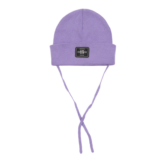 Tuque en tricot avec cordons  Unisexe Lilas