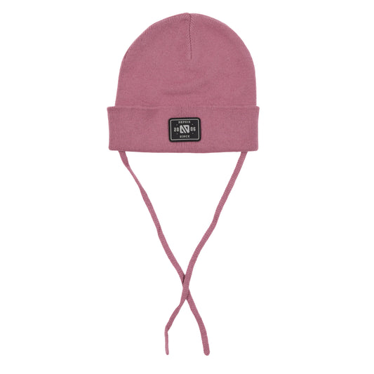 Tuque en tricot avec cordons  Unisexe Mauve