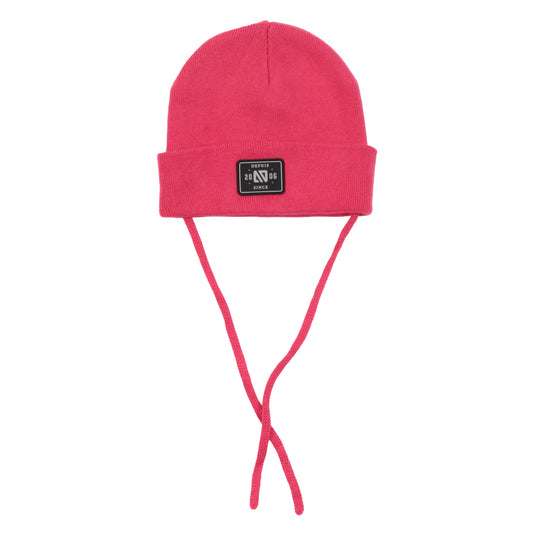 Tuque en tricot avec cordons  Unisexe Rose