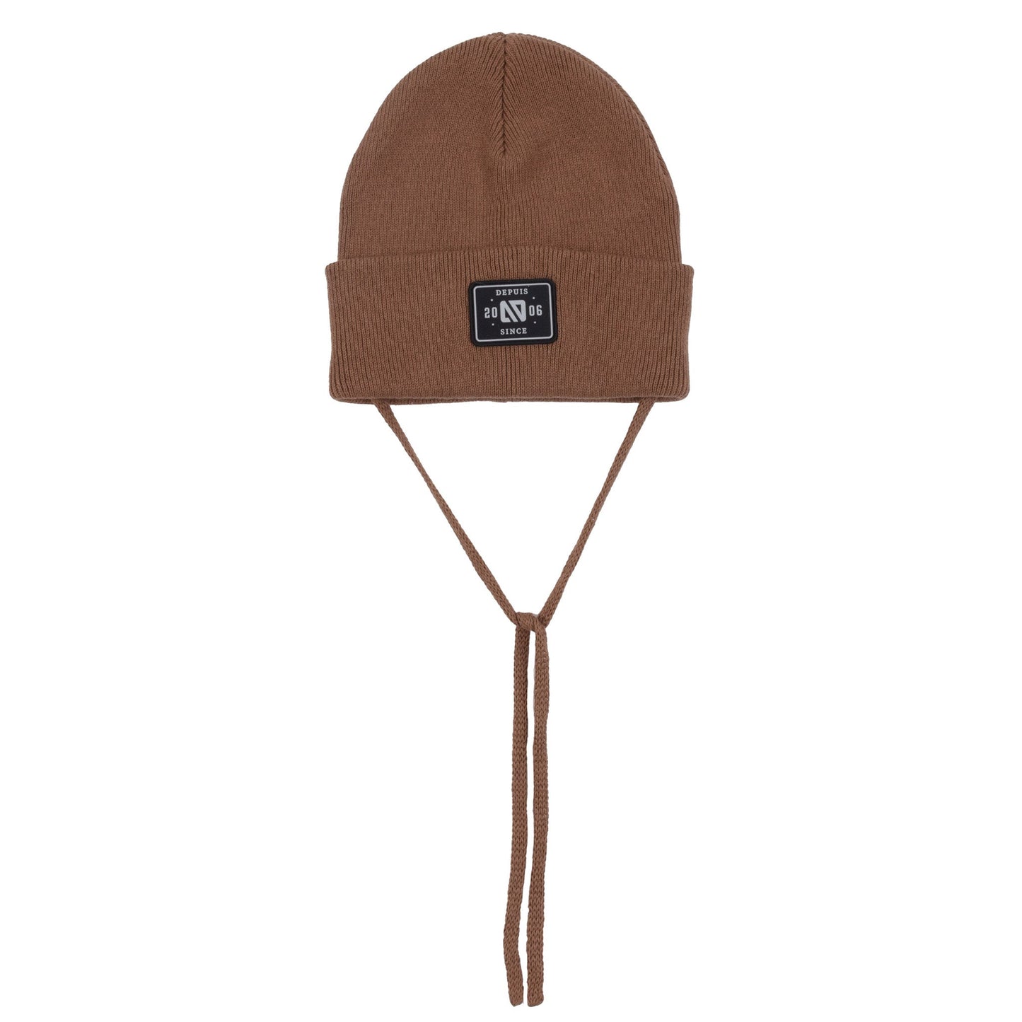Tuque en tricot avec cordons bébé Unisexe Taupe