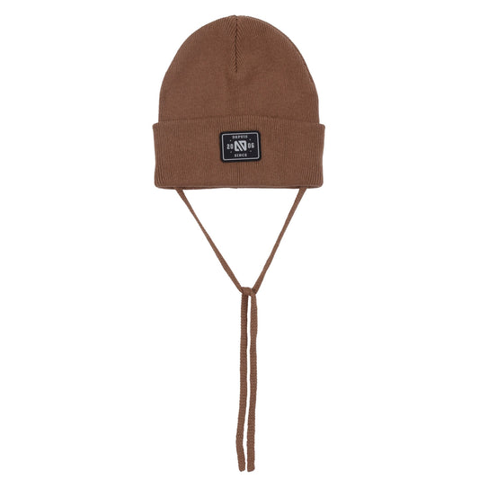 Tuque en tricot avec cordons bébé Unisexe Taupe