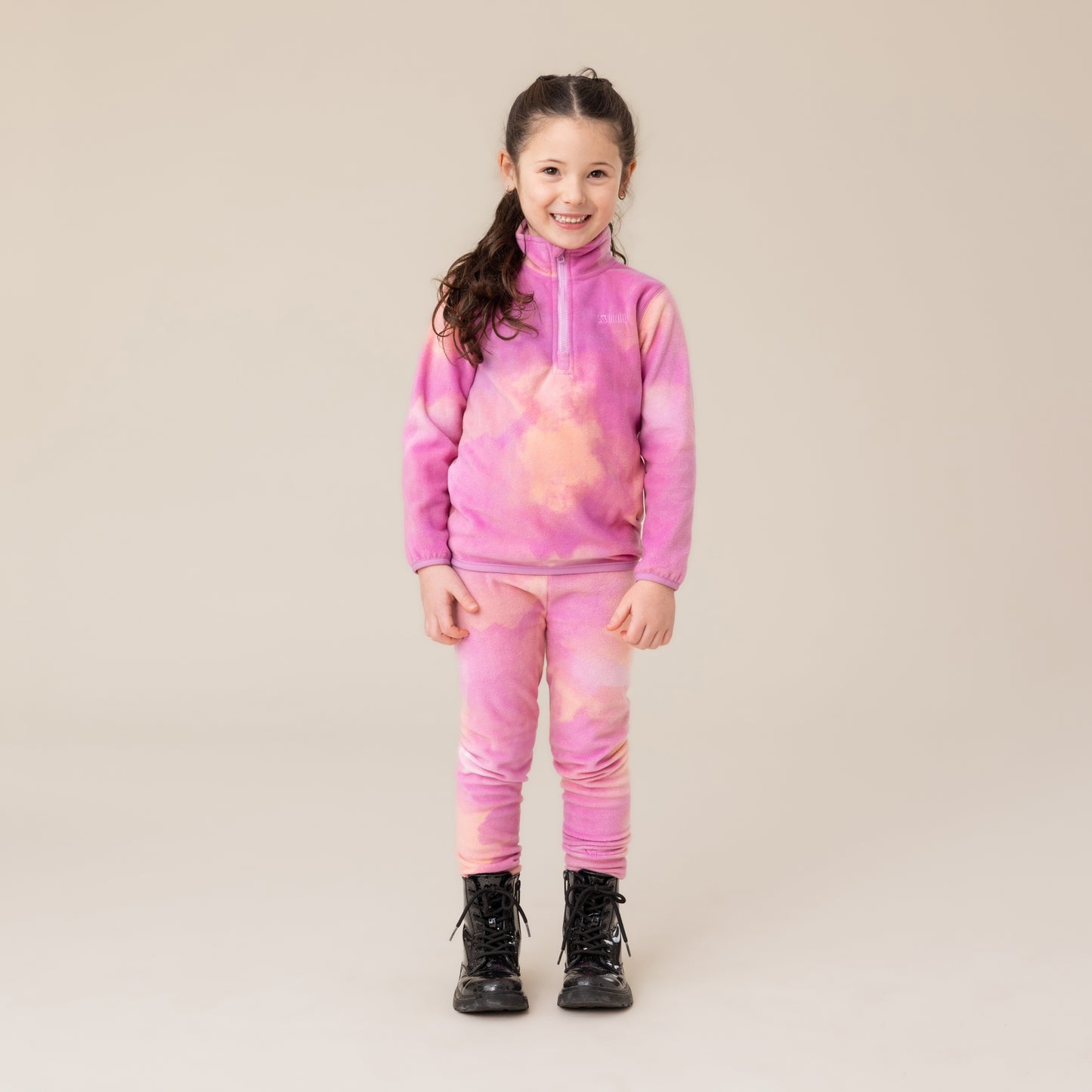 Couche de base deux pièces en micropolaire  Filles Rose