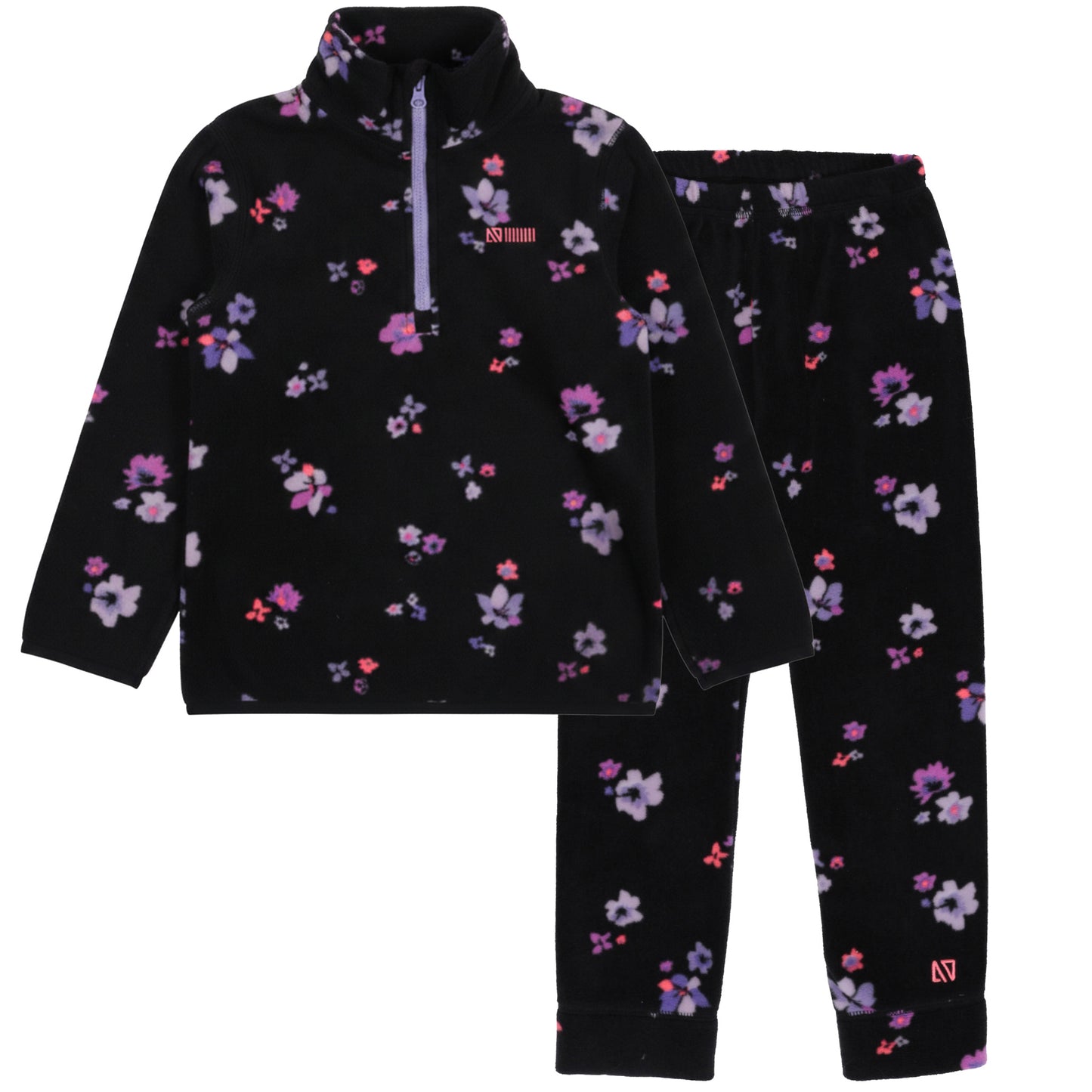 Couche de base deux pièces en micropolaire  Filles Noir