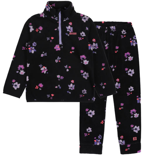 Couche de base deux pièces en micropolaire  Filles Noir