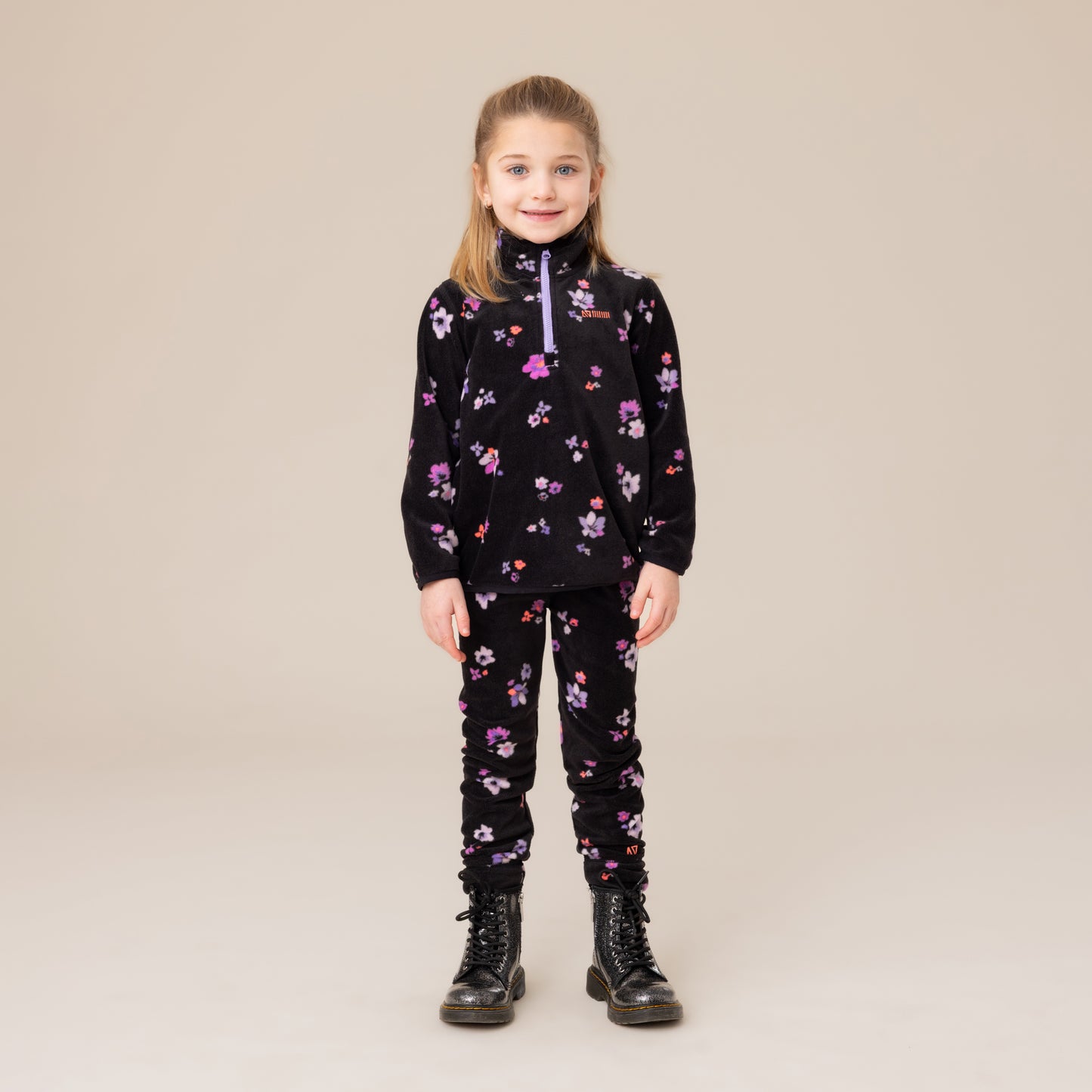 Couche de base deux pièces en micropolaire  Filles Noir