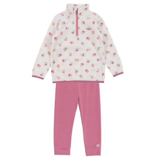 Girls' Ivory Microfleece Two-Piece Base Layer