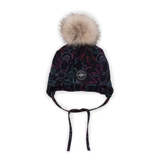 Tuque en jersey avec oreilles doublée en micropolaire  Filles Noir