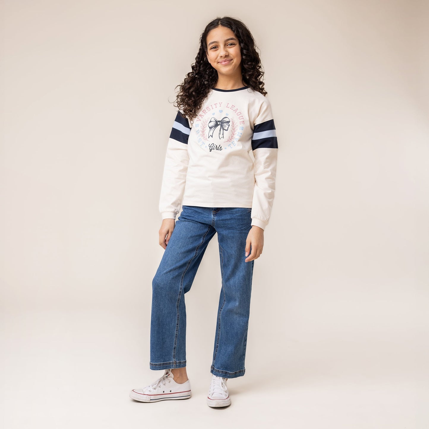Girls' Ivory Long Sleeve T-Shirt